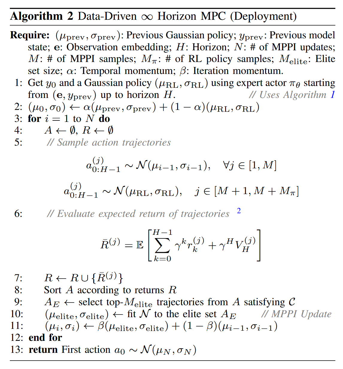 Algorithm 2: Infinite-Horizon MPC
